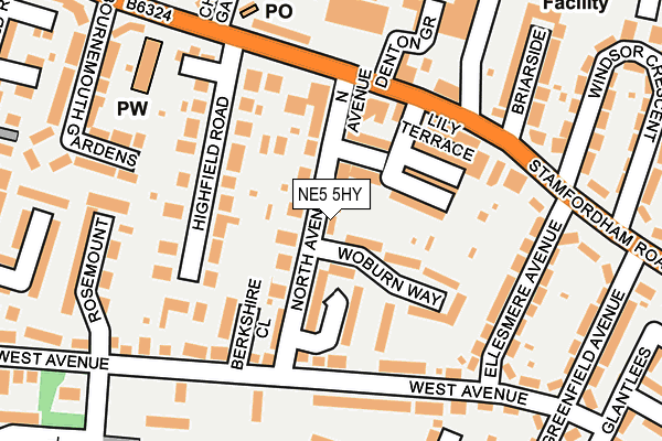 NE5 5HY map - OS OpenMap – Local (Ordnance Survey)