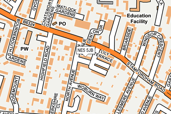 NE5 5JB map - OS OpenMap – Local (Ordnance Survey)