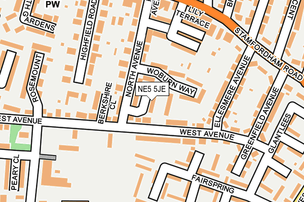 NE5 5JE map - OS OpenMap – Local (Ordnance Survey)