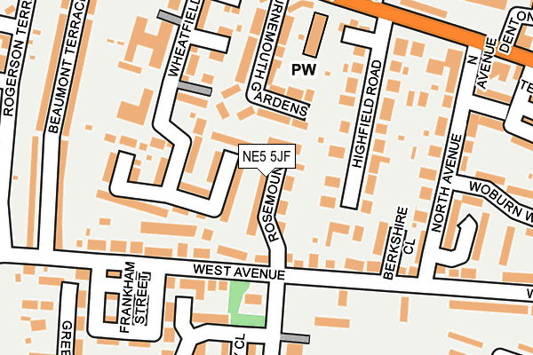 NE5 5JF map - OS OpenMap – Local (Ordnance Survey)