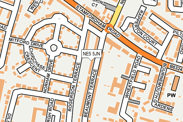 NE5 5JN map - OS OpenMap – Local (Ordnance Survey)