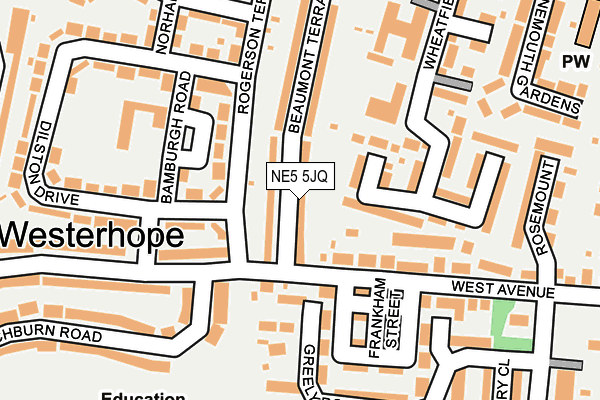NE5 5JQ map - OS OpenMap – Local (Ordnance Survey)