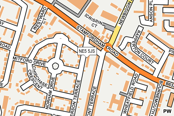 NE5 5JS map - OS OpenMap – Local (Ordnance Survey)