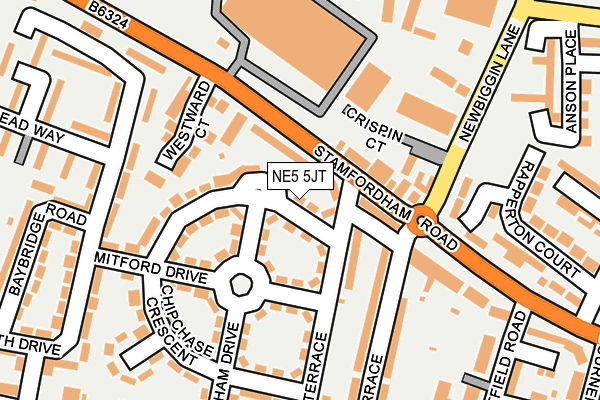 NE5 5JT map - OS OpenMap – Local (Ordnance Survey)