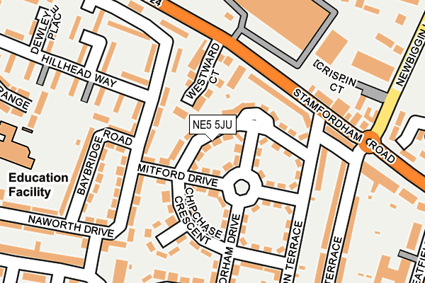 NE5 5JU map - OS OpenMap – Local (Ordnance Survey)