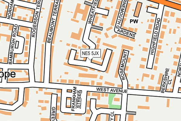 NE5 5JX map - OS OpenMap – Local (Ordnance Survey)