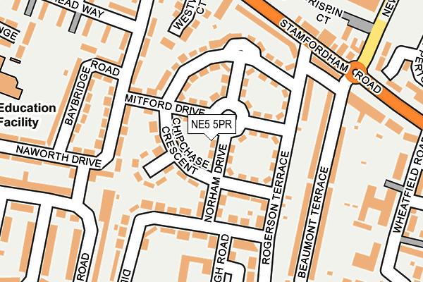 NE5 5PR map - OS OpenMap – Local (Ordnance Survey)