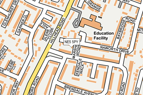 NE5 5PY map - OS OpenMap – Local (Ordnance Survey)
