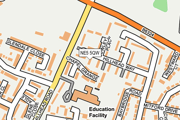 NE5 5QW map - OS OpenMap – Local (Ordnance Survey)