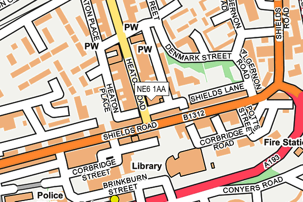 NE6 1AA map - OS OpenMap – Local (Ordnance Survey)