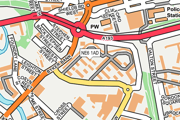 NE6 1AD map - OS OpenMap – Local (Ordnance Survey)