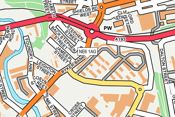NE6 1AG map - OS OpenMap – Local (Ordnance Survey)