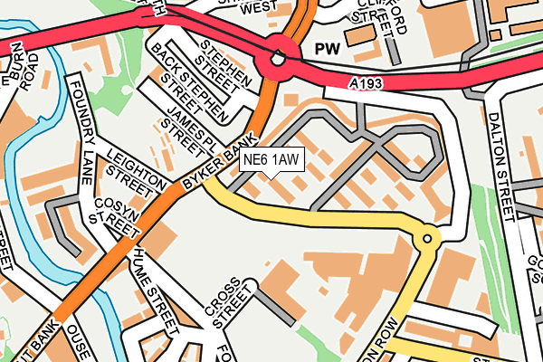 NE6 1AW map - OS OpenMap – Local (Ordnance Survey)