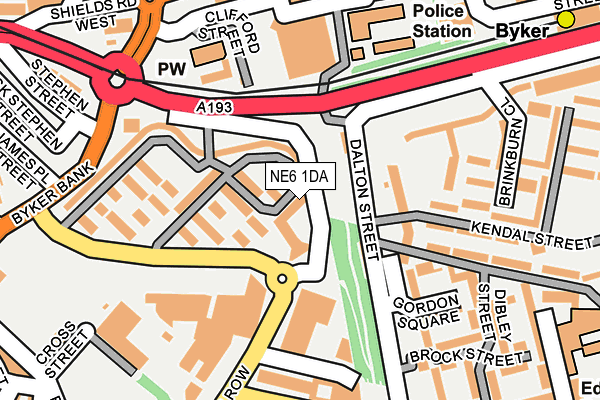 NE6 1DA map - OS OpenMap – Local (Ordnance Survey)