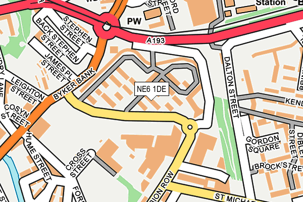 NE6 1DE map - OS OpenMap – Local (Ordnance Survey)