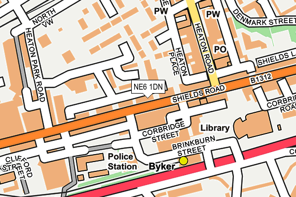 NE6 1DN map - OS OpenMap – Local (Ordnance Survey)