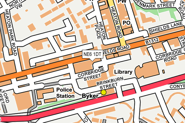 NE6 1DT map - OS OpenMap – Local (Ordnance Survey)