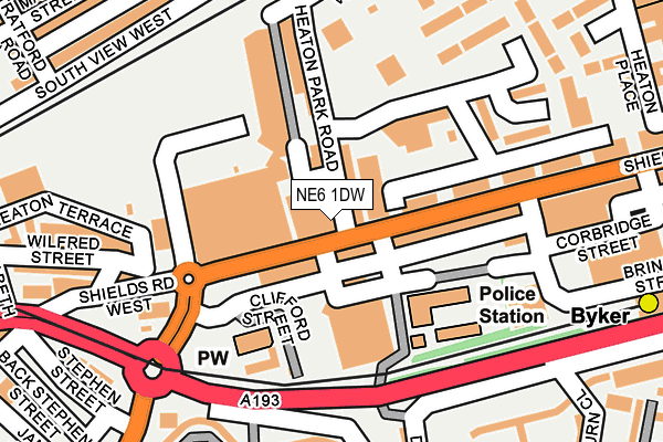NE6 1DW map - OS OpenMap – Local (Ordnance Survey)