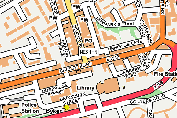 NE6 1HN map - OS OpenMap – Local (Ordnance Survey)