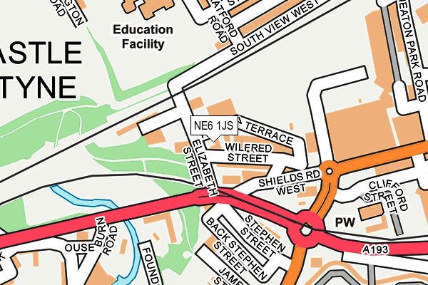 NE6 1JS map - OS OpenMap – Local (Ordnance Survey)