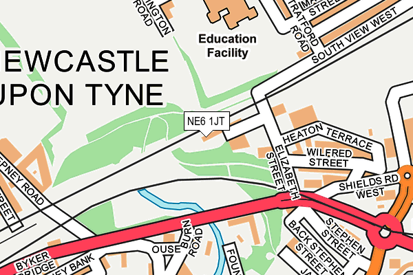 NE6 1JT map - OS OpenMap – Local (Ordnance Survey)
