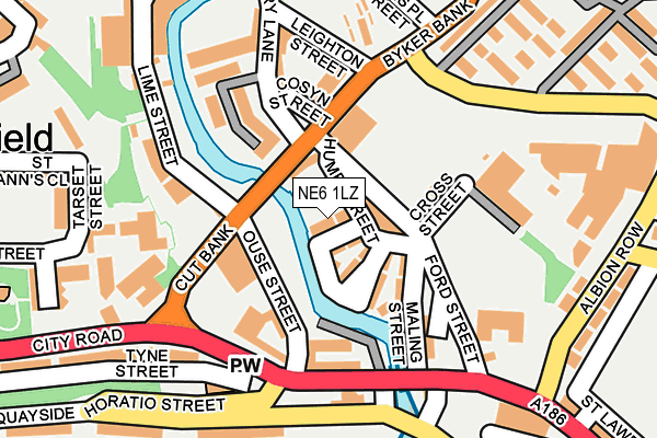 NE6 1LZ map - OS OpenMap – Local (Ordnance Survey)
