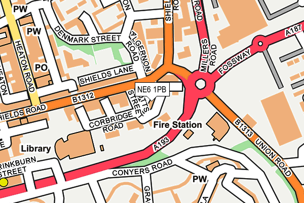 NE6 1PB map - OS OpenMap – Local (Ordnance Survey)