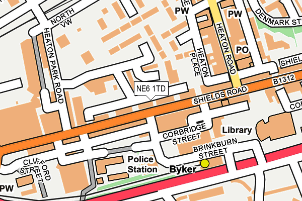 NE6 1TD map - OS OpenMap – Local (Ordnance Survey)