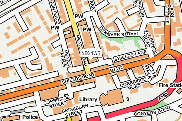 NE6 1WR map - OS OpenMap – Local (Ordnance Survey)