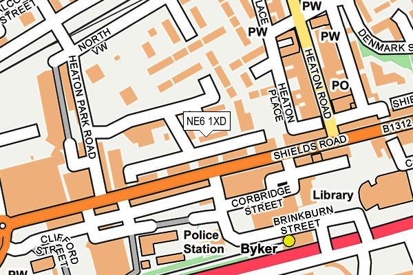 NE6 1XD map - OS OpenMap – Local (Ordnance Survey)