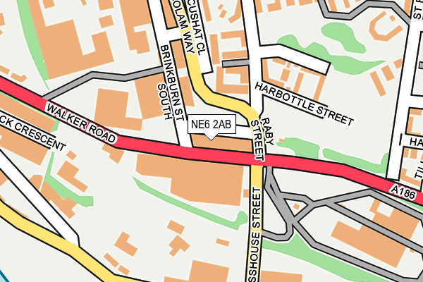 NE6 2AB map - OS OpenMap – Local (Ordnance Survey)