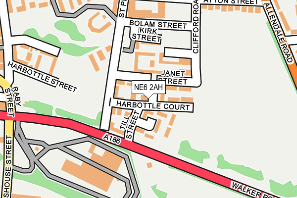 NE6 2AH map - OS OpenMap – Local (Ordnance Survey)