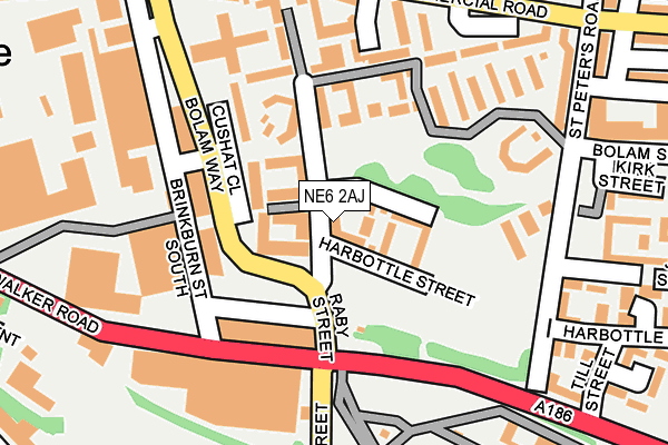 NE6 2AJ map - OS OpenMap – Local (Ordnance Survey)