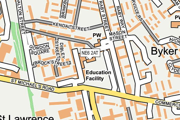 NE6 2AT map - OS OpenMap – Local (Ordnance Survey)