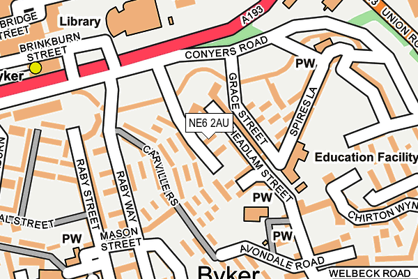 NE6 2AU map - OS OpenMap – Local (Ordnance Survey)