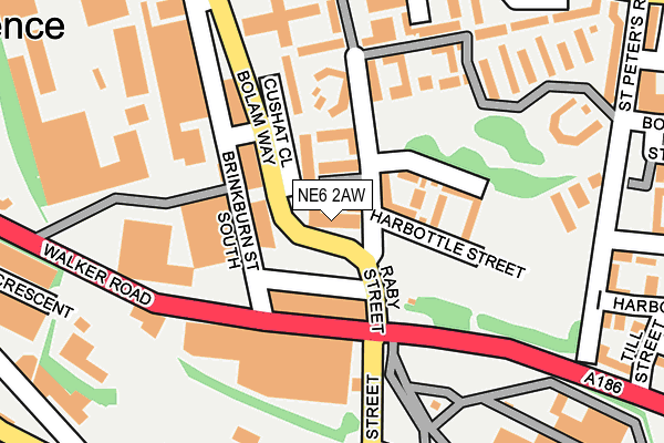 NE6 2AW map - OS OpenMap – Local (Ordnance Survey)