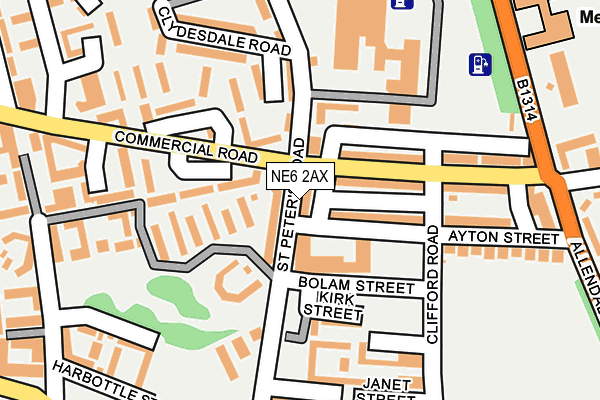 NE6 2AX map - OS OpenMap – Local (Ordnance Survey)
