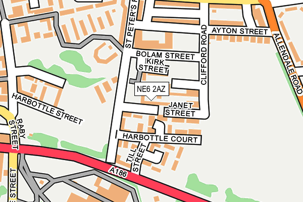 NE6 2AZ map - OS OpenMap – Local (Ordnance Survey)