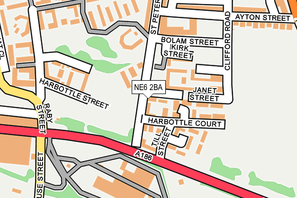 NE6 2BA map - OS OpenMap – Local (Ordnance Survey)