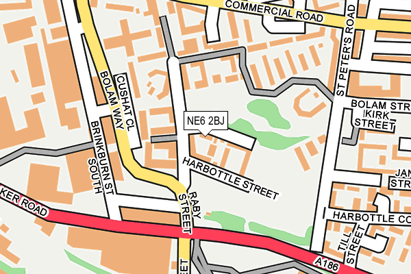 NE6 2BJ map - OS OpenMap – Local (Ordnance Survey)