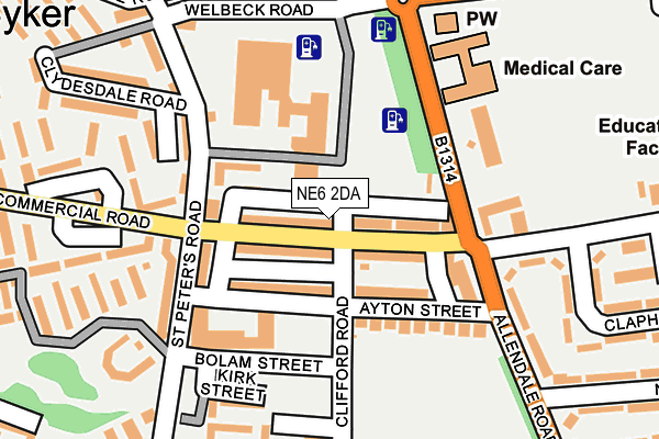 NE6 2DA map - OS OpenMap – Local (Ordnance Survey)