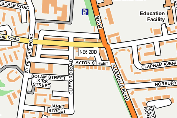 NE6 2DD map - OS OpenMap – Local (Ordnance Survey)