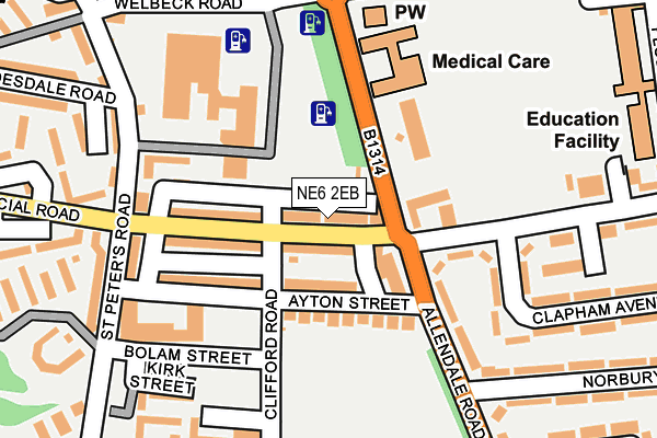 NE6 2EB map - OS OpenMap – Local (Ordnance Survey)