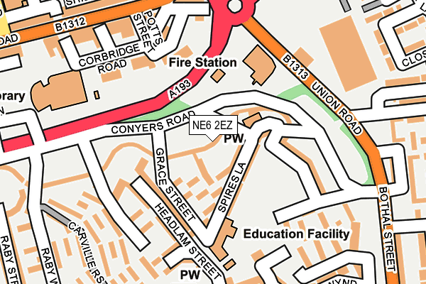 NE6 2EZ map - OS OpenMap – Local (Ordnance Survey)