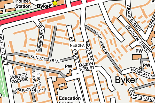 NE6 2FA map - OS OpenMap – Local (Ordnance Survey)