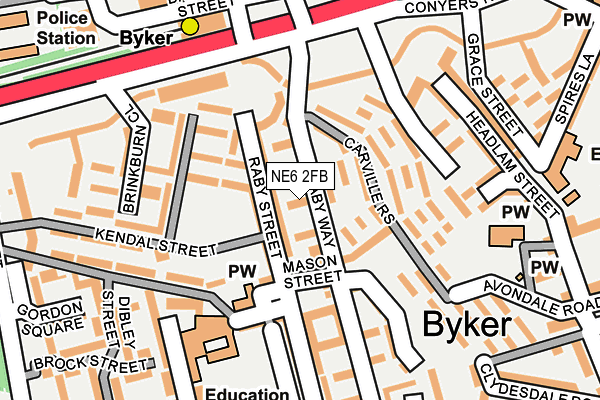 NE6 2FB map - OS OpenMap – Local (Ordnance Survey)