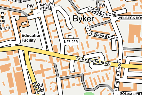 NE6 2FR map - OS OpenMap – Local (Ordnance Survey)