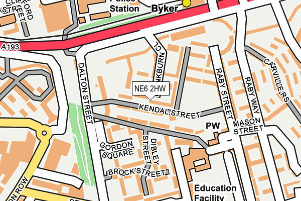 NE6 2HW map - OS OpenMap – Local (Ordnance Survey)