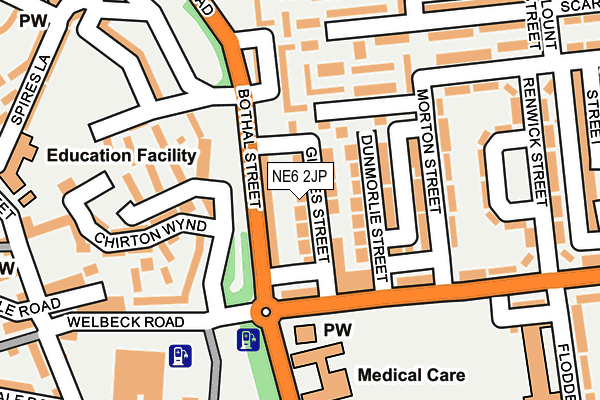 NE6 2JP map - OS OpenMap – Local (Ordnance Survey)