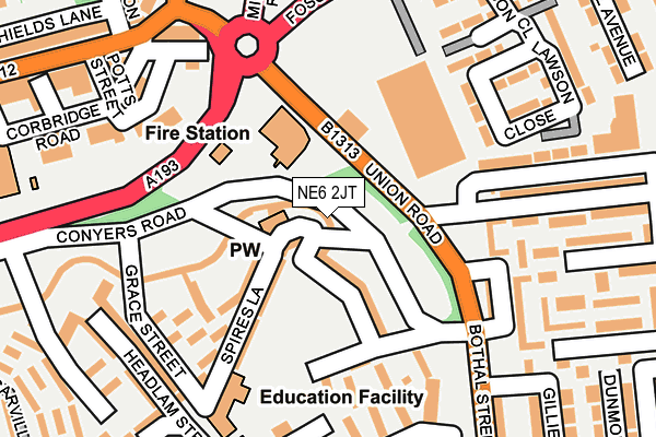 NE6 2JT map - OS OpenMap – Local (Ordnance Survey)